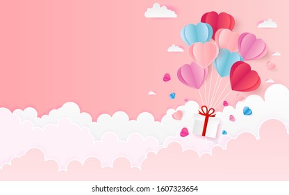 Card Valentine's day balloon heart love Invitation on vector abstract background