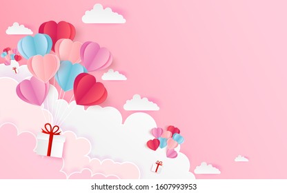 Card Valentine's day balloon heart love Invitation on vector abstract background