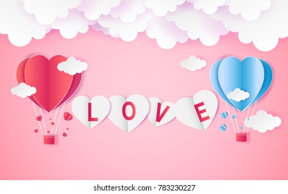 Card Valentine's day balloon heart love Invitation on vector abstract background