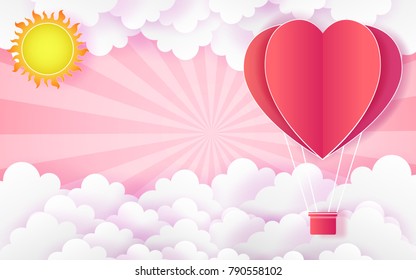 Card Valentine's day balloon heart love Invitation on vector abstract background