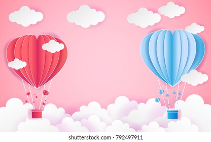  Card Valentine's day balloon heart love Invitation on vector abstract background