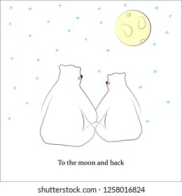 card for Valentine's Day. Bears hold their paws