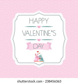 Card for Valentine's Day. Birds. Ribbon. Typography. Label. Vector