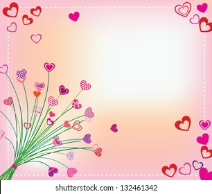 Card Valentine's Day, a bouquet of hearts