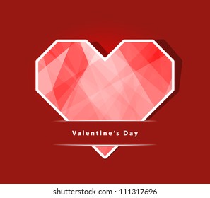 Card Valentines Day with a heart made of paper. EPS 10 vector illustration. Used transparency layer of background