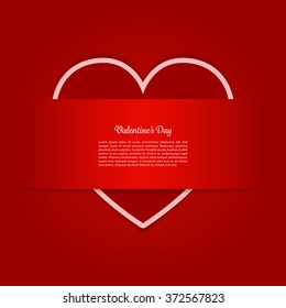 Card of Valentines Day with a heart made from paper. Vector illustration. Used transparency layers