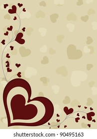 A card of valentine's day with heart shape and floral hearts  and space for your text for Valentines Day.
