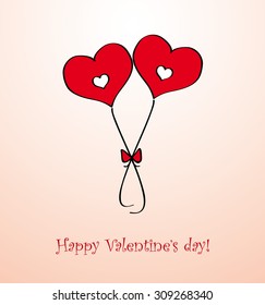 Card for valentine's day with hearts tied with a bow
