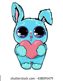 card for valentines day vector illustration. illustration vector cute rabbit pet art.