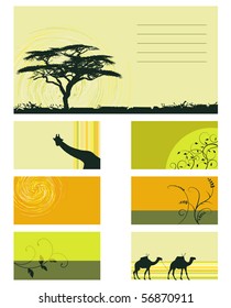 card - vector collection - plants and animals