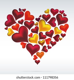 Card vector colorful hearts design. Abstract background.