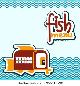 Card with vector decorative fish