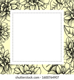 card with vector hand drawn roses, invitation, site for text