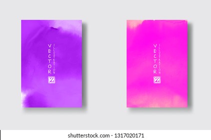 Card with vector hand drawn watercolor background set. Color watercolor element for invitation, postcards, business cards and others.