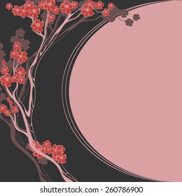 Card. Vector illustration with cherry blossoms