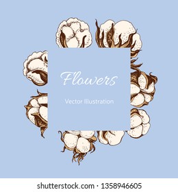 Card vector illustration with cotton. Template for wedding invitation.