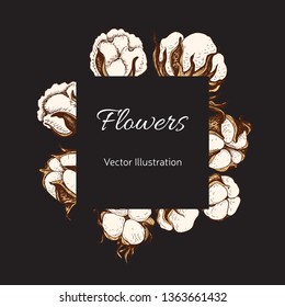 Card vector illustration with cotton. Template for wedding invitation.