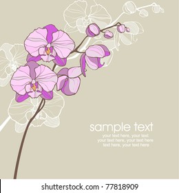 card with vector stylized pink orchid