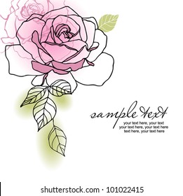 card with vector stylized rose