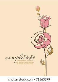 tarjeta con texto y rosa estilizada vectorial