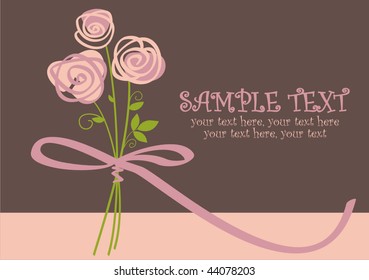 card with vector stylized roses and text