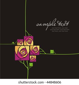 tarjeta con rosas y texto vectoriales