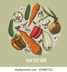 the card with vegetables