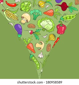 Card with vegetables. Vector cartoon illustration.