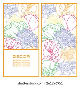 Card. Vegetative ornament, poppies and asters. 