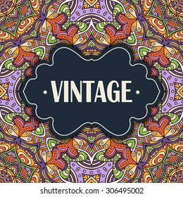 Card. Vintage decorative elements. Ornamental floral business cards, oriental pattern, vector illustration.  Islam, Arabic, Indian, turkish, pakistan, chinese, ottoman motifs.