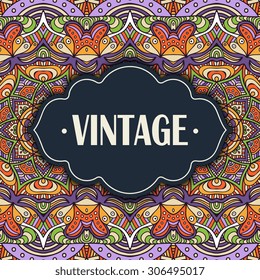 Card. Vintage decorative elements. Ornamental floral business cards, oriental pattern, vector illustration.  Islam, Arabic, Indian, turkish, pakistan, chinese, ottoman motifs.
