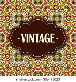 Card. Vintage decorative elements. Ornamental floral business cards, oriental pattern, vector illustration.  Islam, Arabic, Indian, turkish, pakistan, chinese, ottoman motifs.