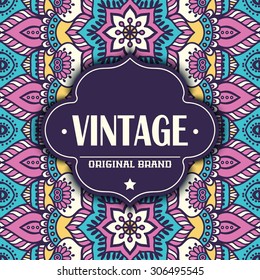 Card. Vintage decorative elements. Ornamental floral business cards, oriental pattern, vector illustration.  Islam, Arabic, Indian, turkish, pakistan, chinese, ottoman motifs.