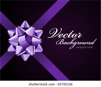 Card with violet bow vector background