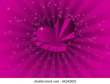 Card with violet diamond. Vector illustration