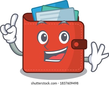 Card wallet caricature design style with one finger gesture