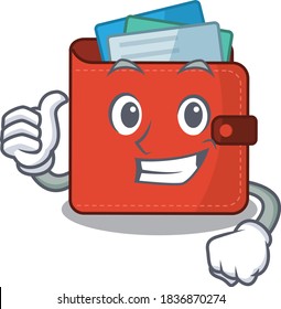 Card wallet cartoon character design showing OK finger