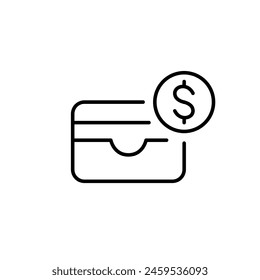 Card wallet and dollar. Expense tracking, online payment and mobile shopping. Pixel perfect vector icon