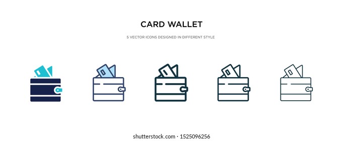 card wallet icon in different style vector illustration. two colored and black card wallet vector icons designed in filled, outline, line and stroke style can be used for web, mobile, ui