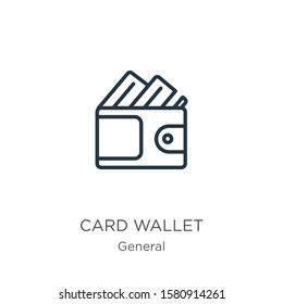 Card wallet icon. Thin linear card wallet outline icon isolated on white background from general collection. Line vector sign, symbol for web and mobile