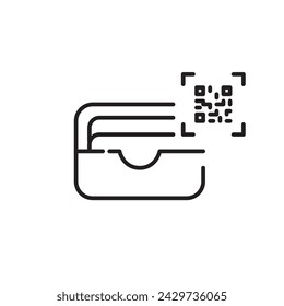 Card wallet and qr code. Electronic payment system. Pixel perfect, editable stroke icon