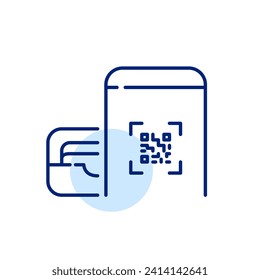 Card wallet, qr code payment. Smartphone banking app. Pixel perfect, editable stroke