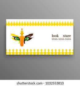 The card watches an animal. Green look, white background. Vector illustration