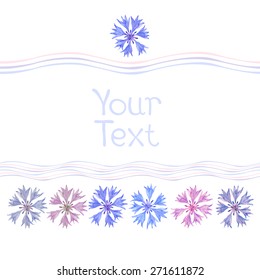Card with watercolor cornflowers frame vector template - for invitations, flyers, postcards, cards 
