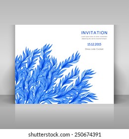 Card with watercolor flowers. Vector template.