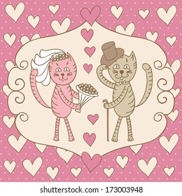 card wedding day love cats