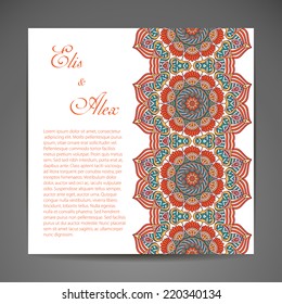 Card or wedding invitation. Round Ornament Pattern. Vintage decorative elements. Hand drawn background. 