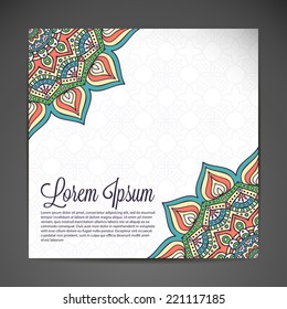 Card or wedding invitation. Round Ornament Pattern. Vintage decorative elements. Hand drawn background. 