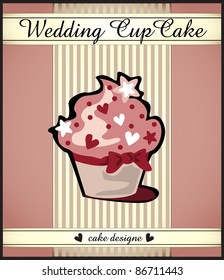 card with wedding or party cupcake