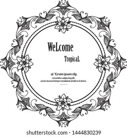 Card of welcome tropical, design flower frame. Vector